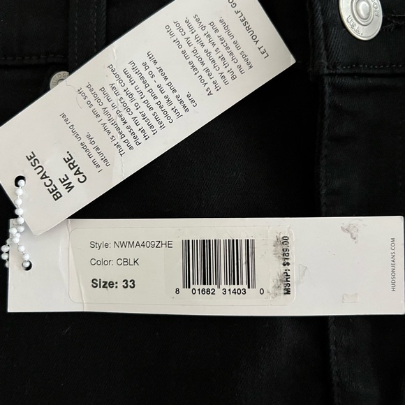 Hudson Natalie Black Skinny Ankle Jeans Plus Size NWT size 33 - Picture 7 of 8